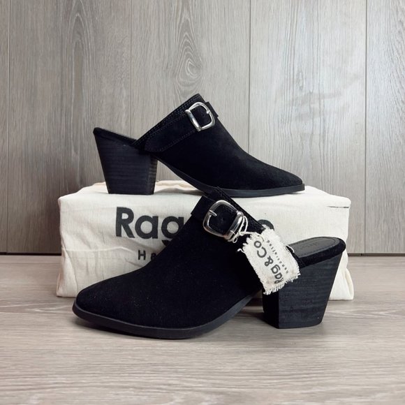 Rag & Co Grey Black Darcie Buckle Mules NWT Various Sizes - Picture 2 of 16